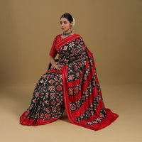 Red - Handspun Handloom Silk Pochampally Double Ikat Saree 05