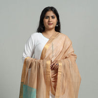 Brown - Handloom Cotton Nizam Zari Border Mangalagiri Dupatta 02