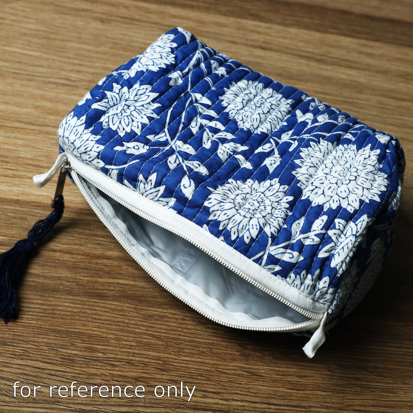 Handmade Cotton Fabric Quilted Utility Pouch With Tassel