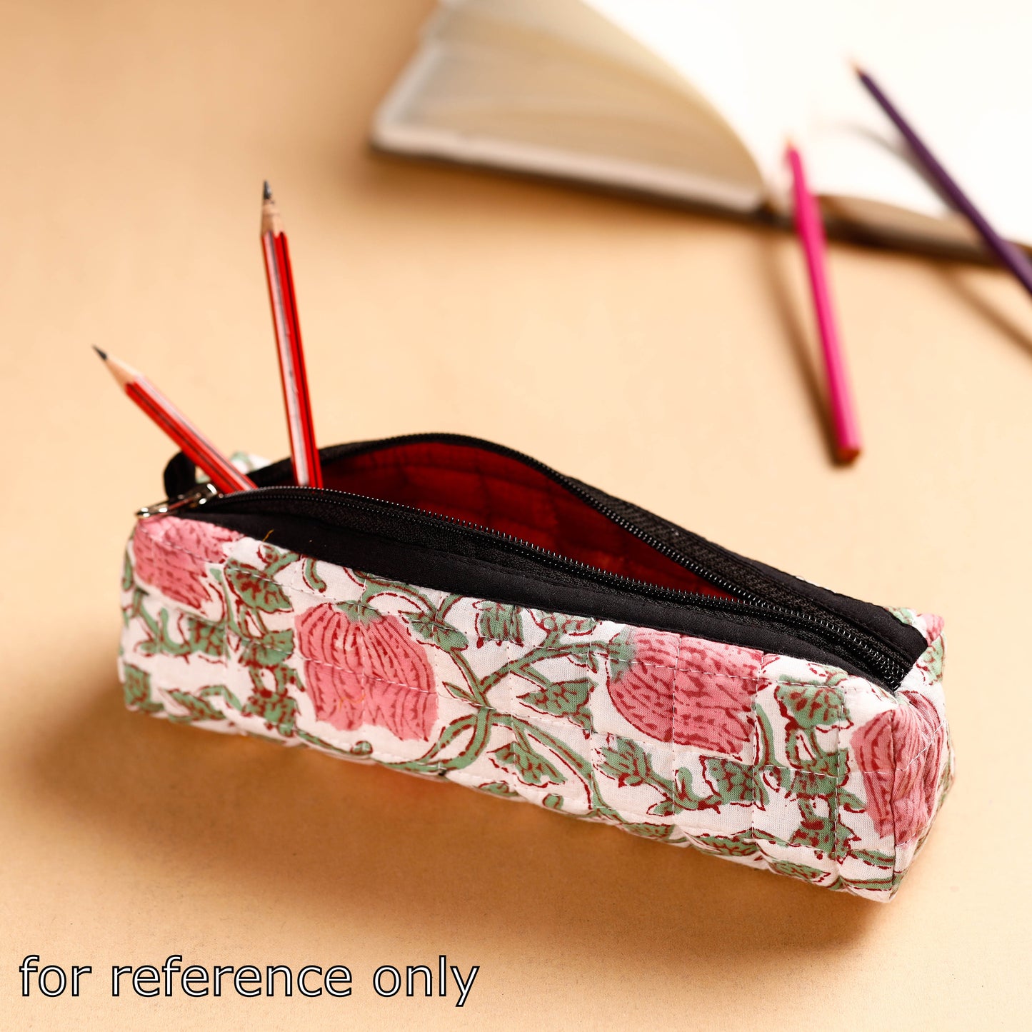 Handcrafted Quilted Sanganeri Multipurpose Pencil Pouch 02