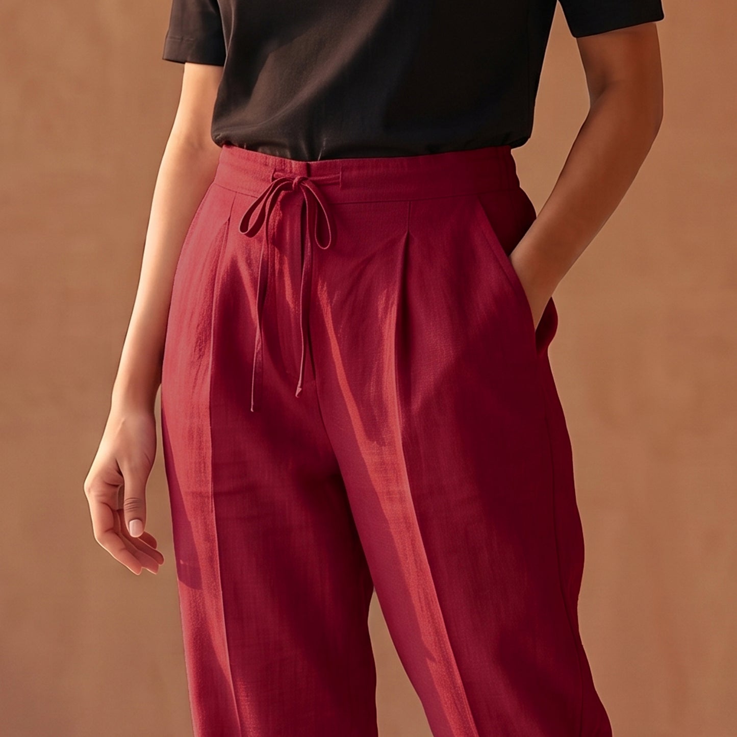 Elastic Waist Cotton Plain Palazzo for Women 35