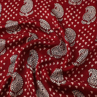 Red - Hand Block Modal Silk Bagh Print Fabric 01