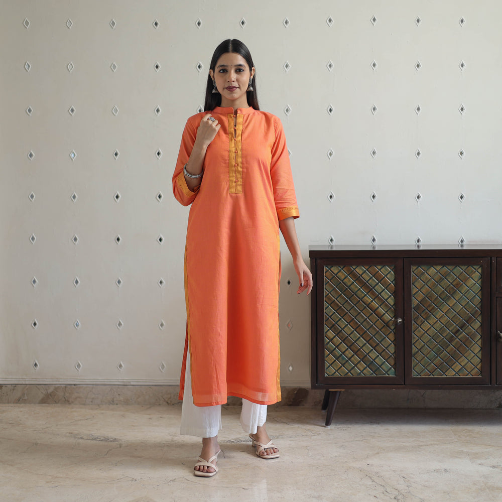 Adhya Orange Mangalagiri Cotton Kurta