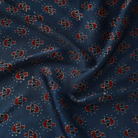 Blue - Kutch Hand Block Print Modal Silk Ajrakh Fabric 01