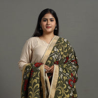 Green - Chanderi Silk Srikalahasti Handpainted Pen Kalamkari Dupatta 13