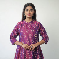 Purple - Mercerised Cotton Pochampally Ikat Kurta (A-Line) 01