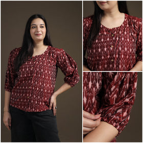 Pochampally Ikat Mercerised Cotton Crop Top for Women 01