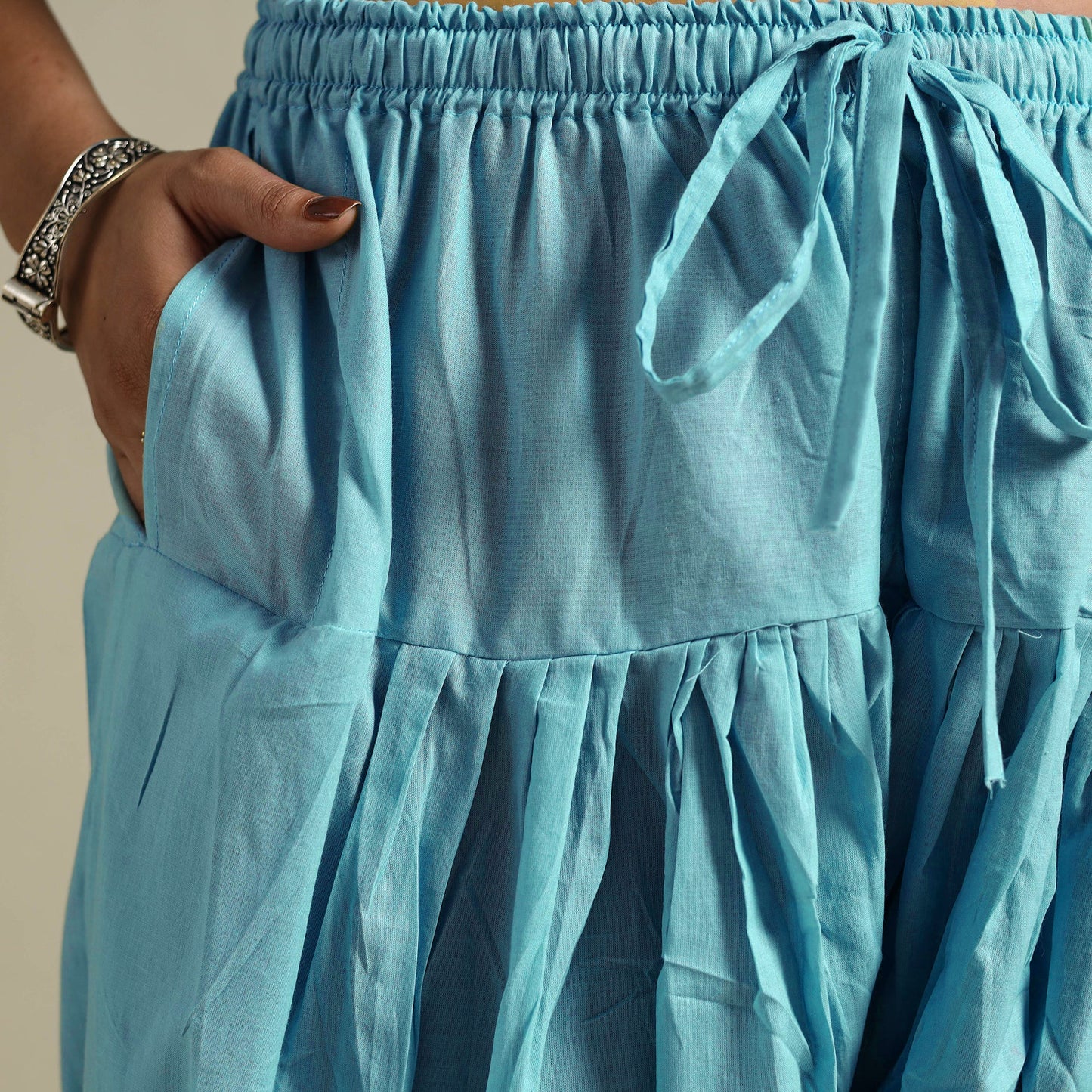 Sky Blue - Plain Cotton Women Salwar 17