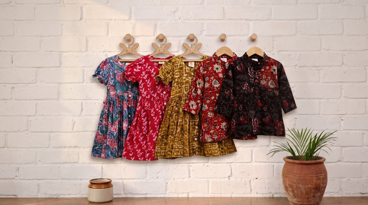 Hand Block Print Pure Cotton Frock Dresses & Kurtas for Kids