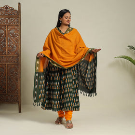 Buy Green Frock Style Cotton Pochampally Ikat Kurta Set 