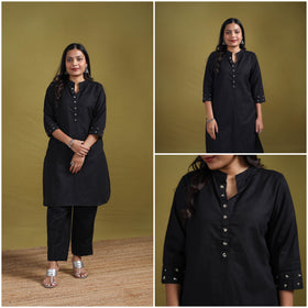 Sequin Work Flex Cotton Plain Straight Kurta with Pant Set for women 08