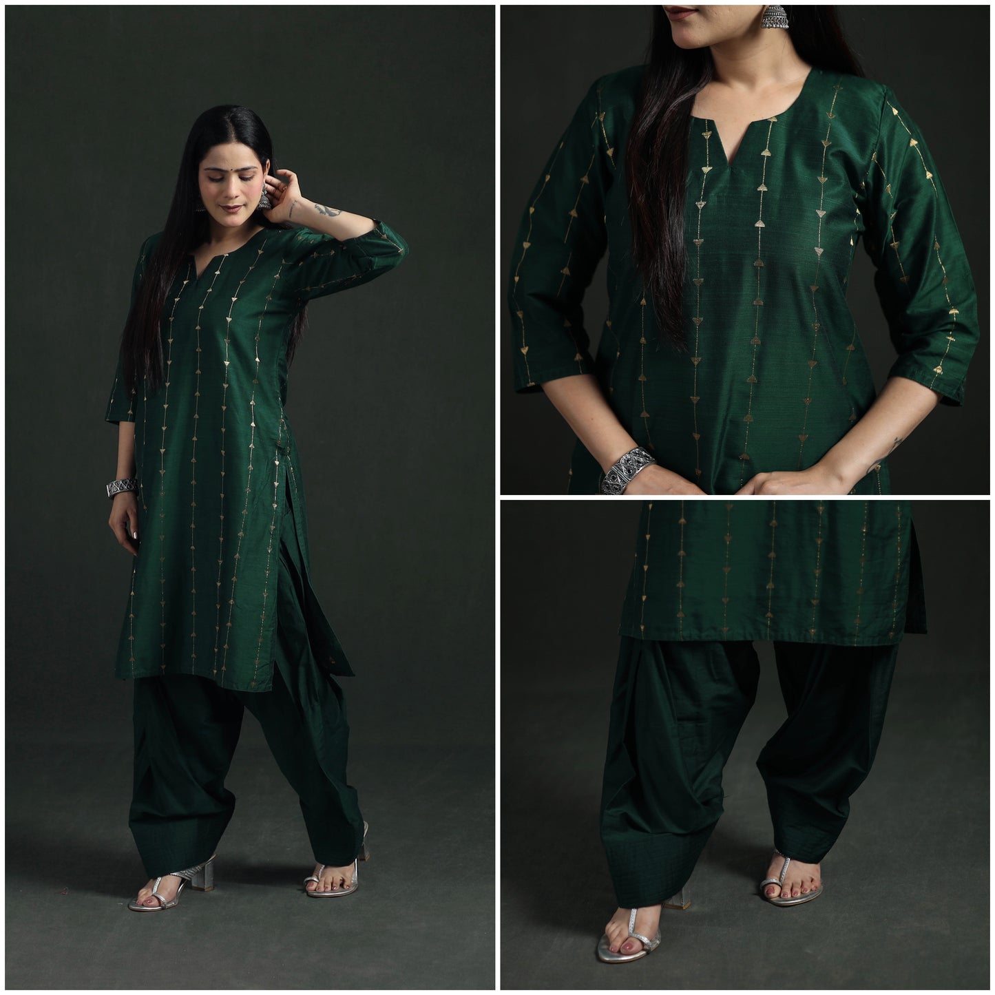 Spun Dupion Viscose Silk Zari Buti Straight Kurta with Salwar Set for women 06