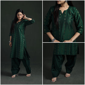 Spun Dupion Viscose Silk Zari Buti Straight Kurta with Salwar Set for women 06