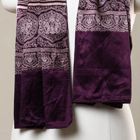 Purple - Printed Mashru Silk Ajrakh Stole 01