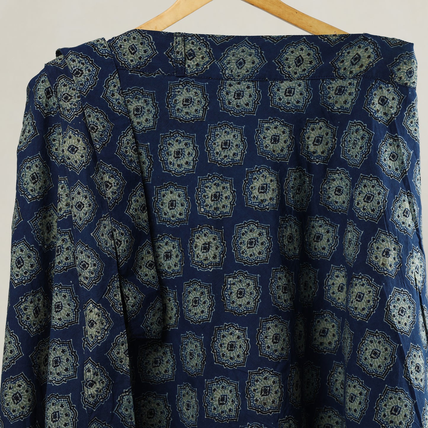 Blue - Ajrakh Block Printed Cotton Wrap Around Skirt 09