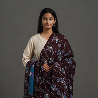 Brown - Cotton Hand Batik Print Dupatta 26