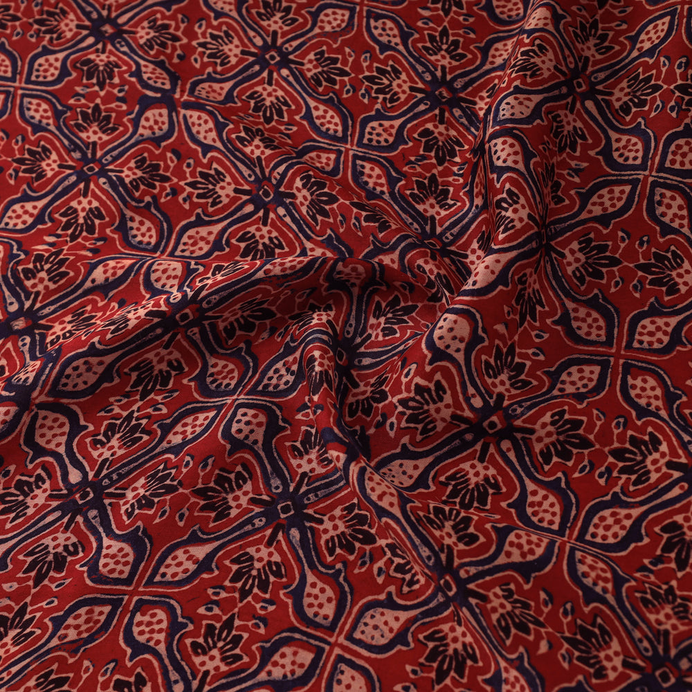 Red - Modal Silk Ajrakh Print Fabric 06