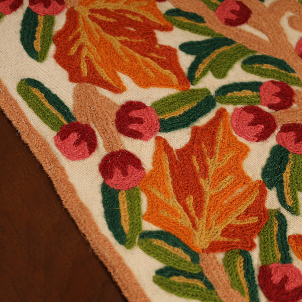 Kashmiri Crewel Hand Embroidery Table Runner 05