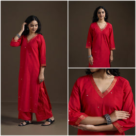 Mangalagiri Pure Handwoven Cotton Mirror Work Straight Kurta for women 23