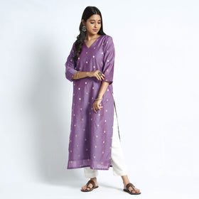 Polka Zari Buti Spun Dupion Silk Kurta