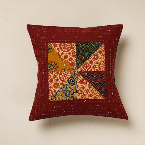 Ajrakh Print Cushion Cover with Tagai