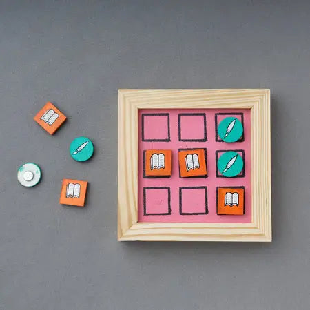 Handpainted Wooden Tic Tac Toe