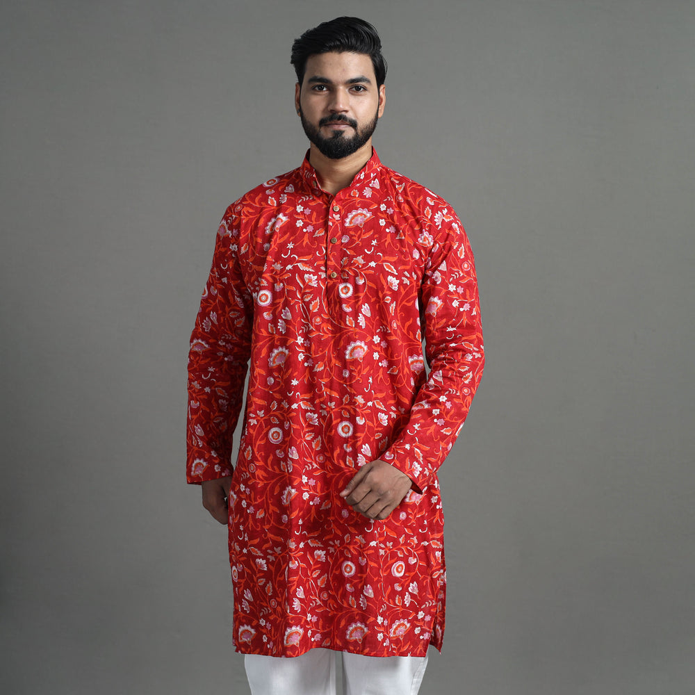 Block Print Cotton Sanganeri Kurta for Men (Long) 07