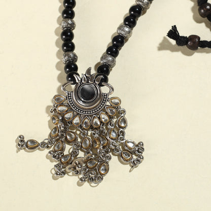 Tribal Handmade Metal Pendant Necklace with Kundan & Mirror Work 24