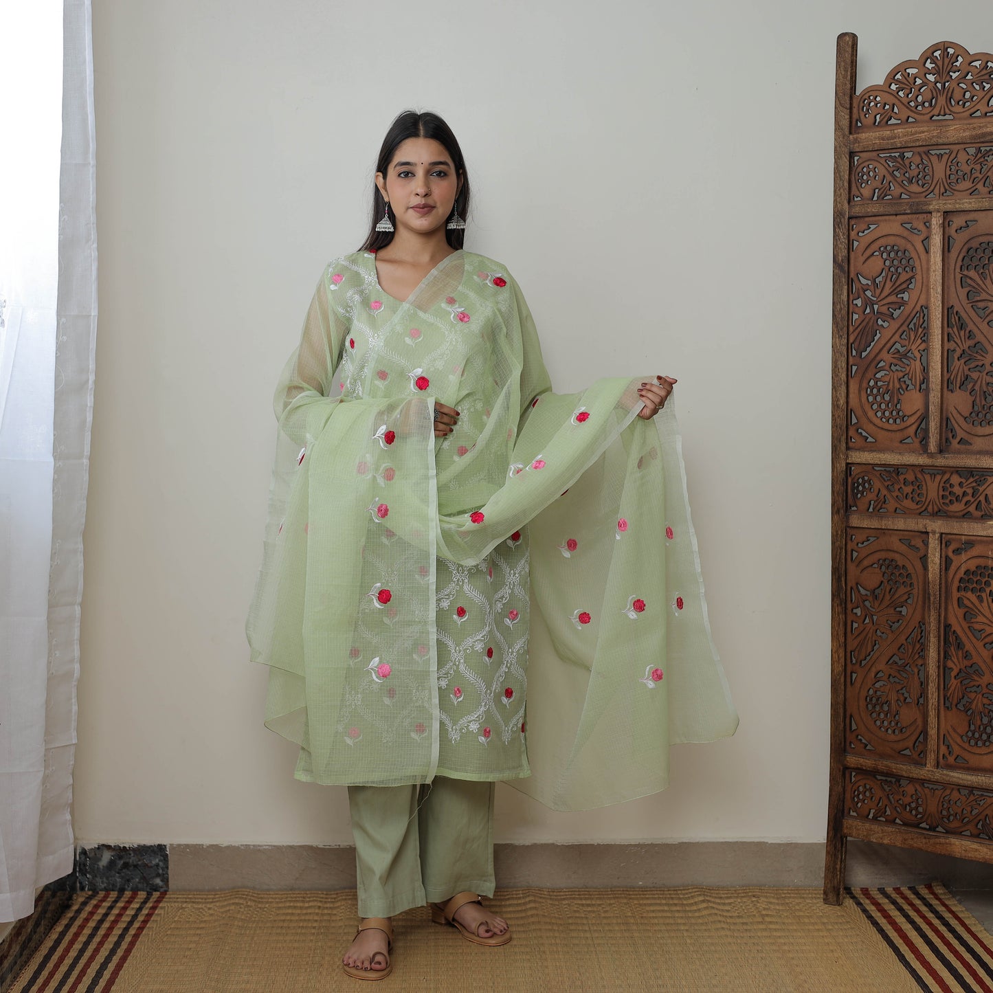 Kota Doria Kurta Suit Set