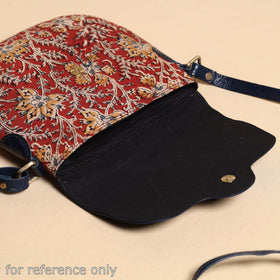  Handcrafted Kalamkari Printed Sling Bag with Embossed Leather Flap 