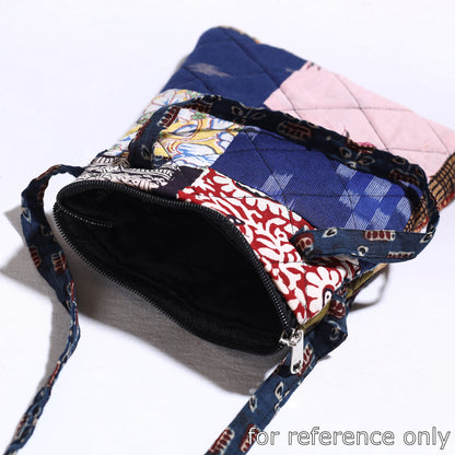 Blue - Handmade Quilted Cotton Batik Printed Sling Bag 09