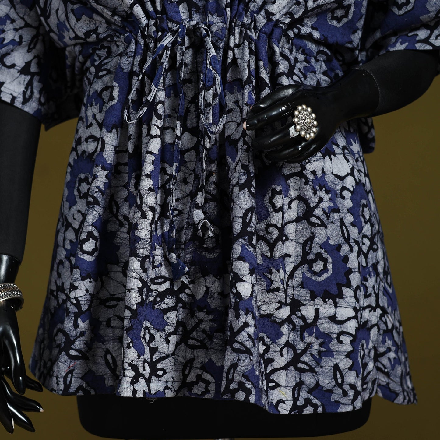 Hand batik cotton short kaftan 36 - handcrafted