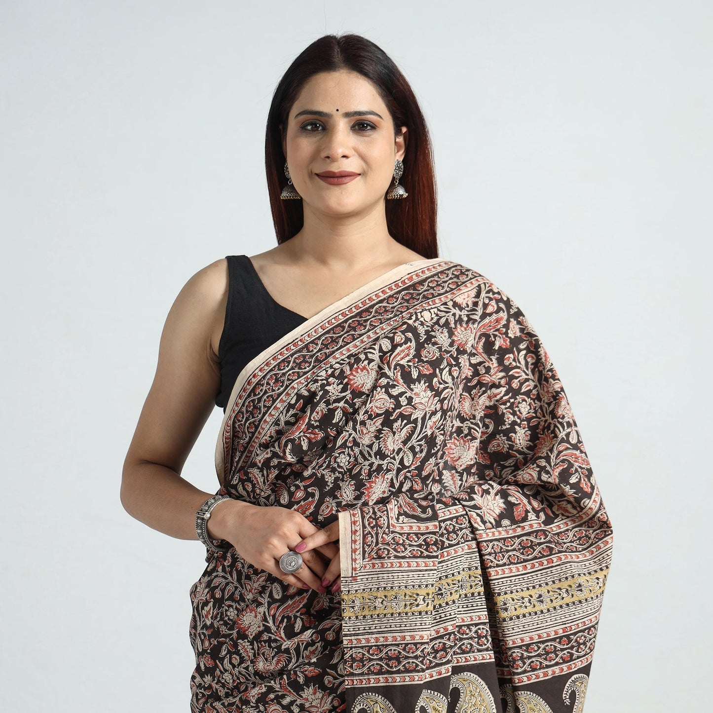 Designer Kalamkari Saree – Block Print & Pure Cotton
