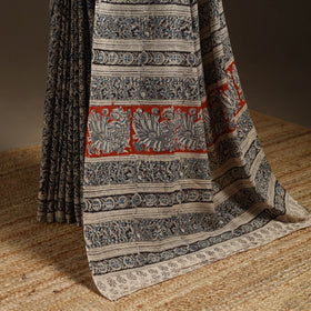 Black - natural dyed pedana cotton kalamkari saree 05