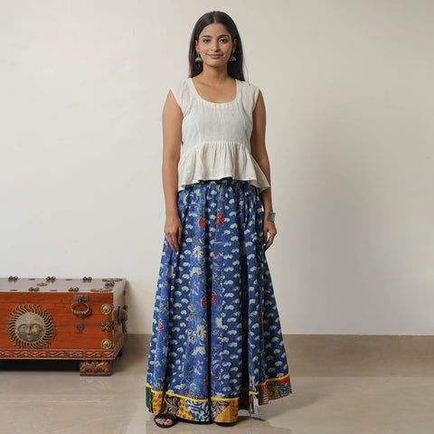  Bagru Block Printed 24 Kali Patchwork Cotton Long Skirt 19 