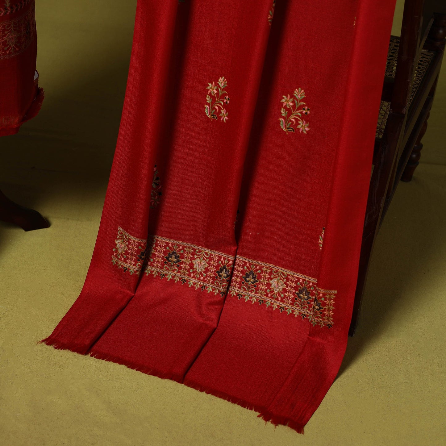 3pc chain stitch aari embroidered merino wool unstitched