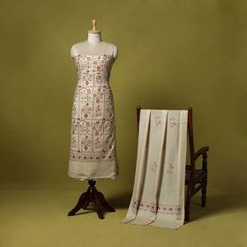 3pc chain stitch aari embroidered merino wool unstitched