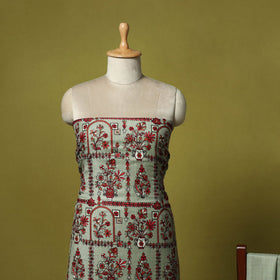 3pc chain stitch aari embroidered merino wool unstitched