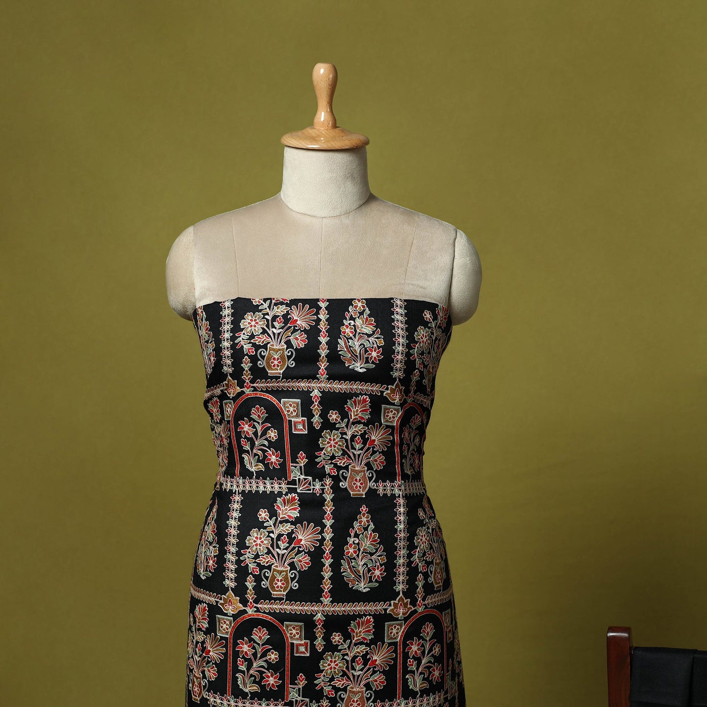 3pc chain stitch aari embroidered merino wool unstitched