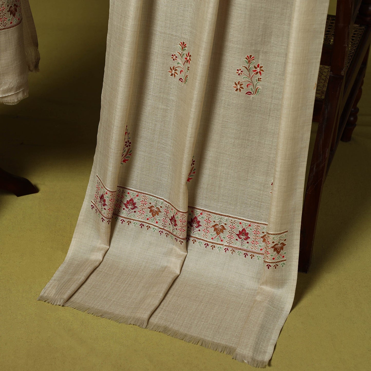 3pc chain stitch aari embroidered merino wool unstitched