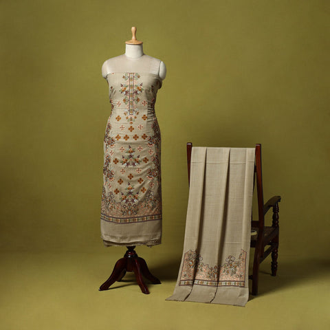 3pc chain stitch embroidered merino wool unstitched dress