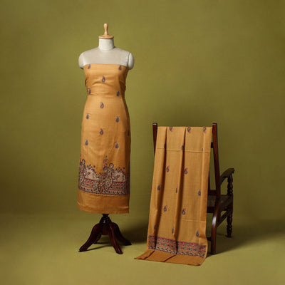 3pc chain stitch embroidered merino wool unstitched dress