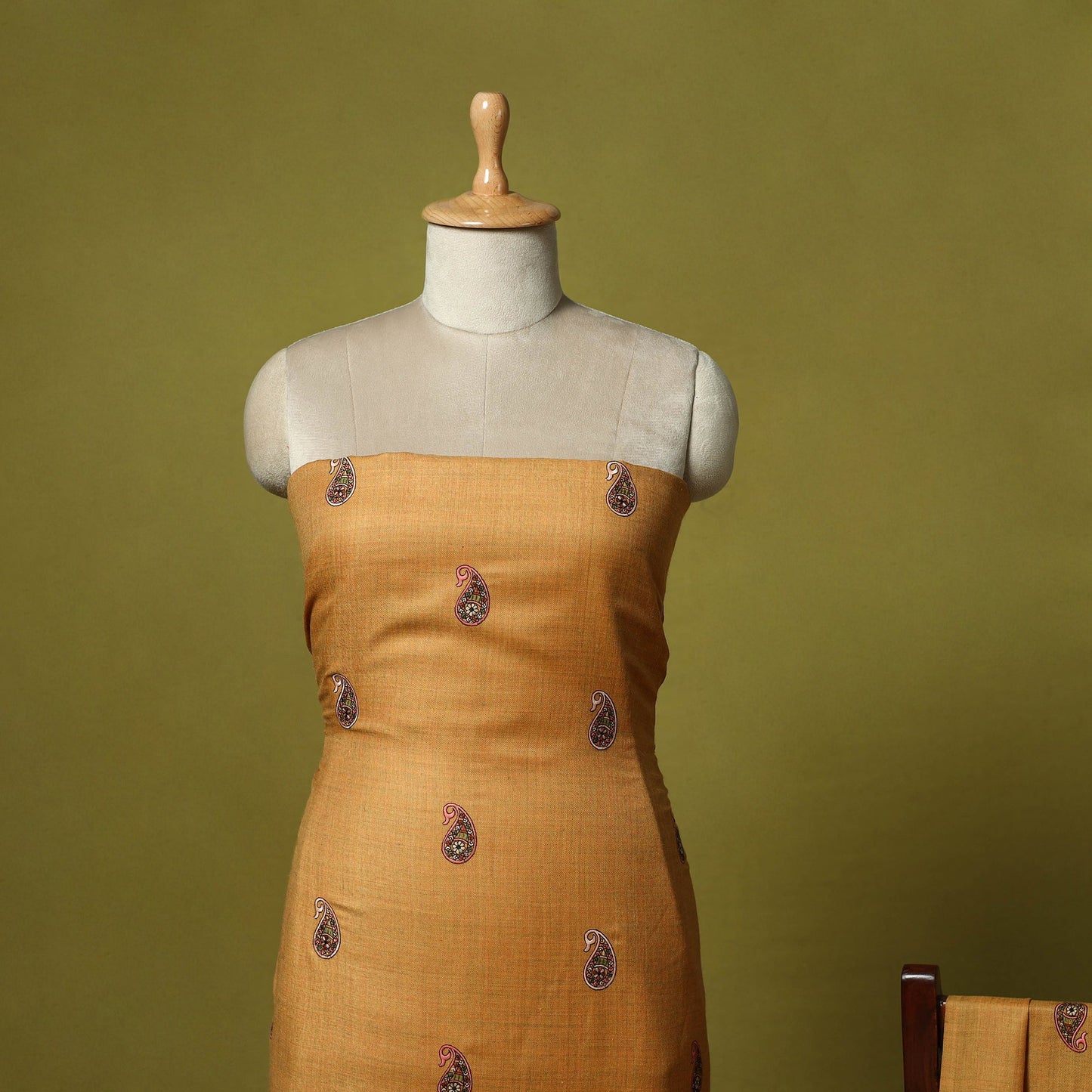 3pc chain stitch embroidered merino wool unstitched dress