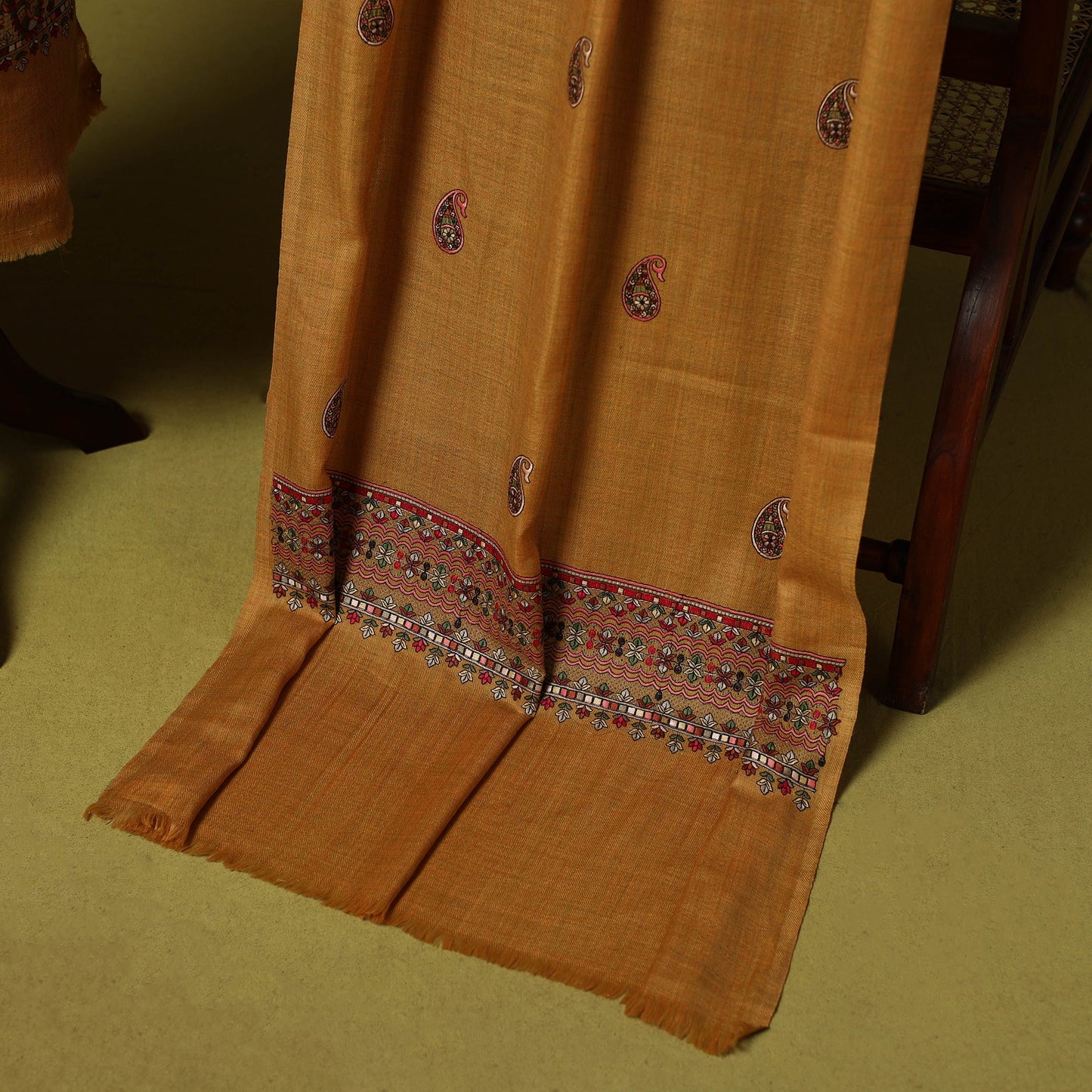 3pc chain stitch embroidered merino wool unstitched dress