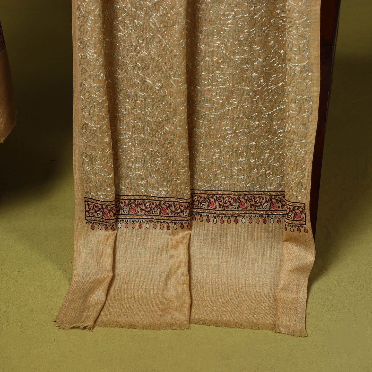 3pc chain stitch embroidered merino wool unstitched dress