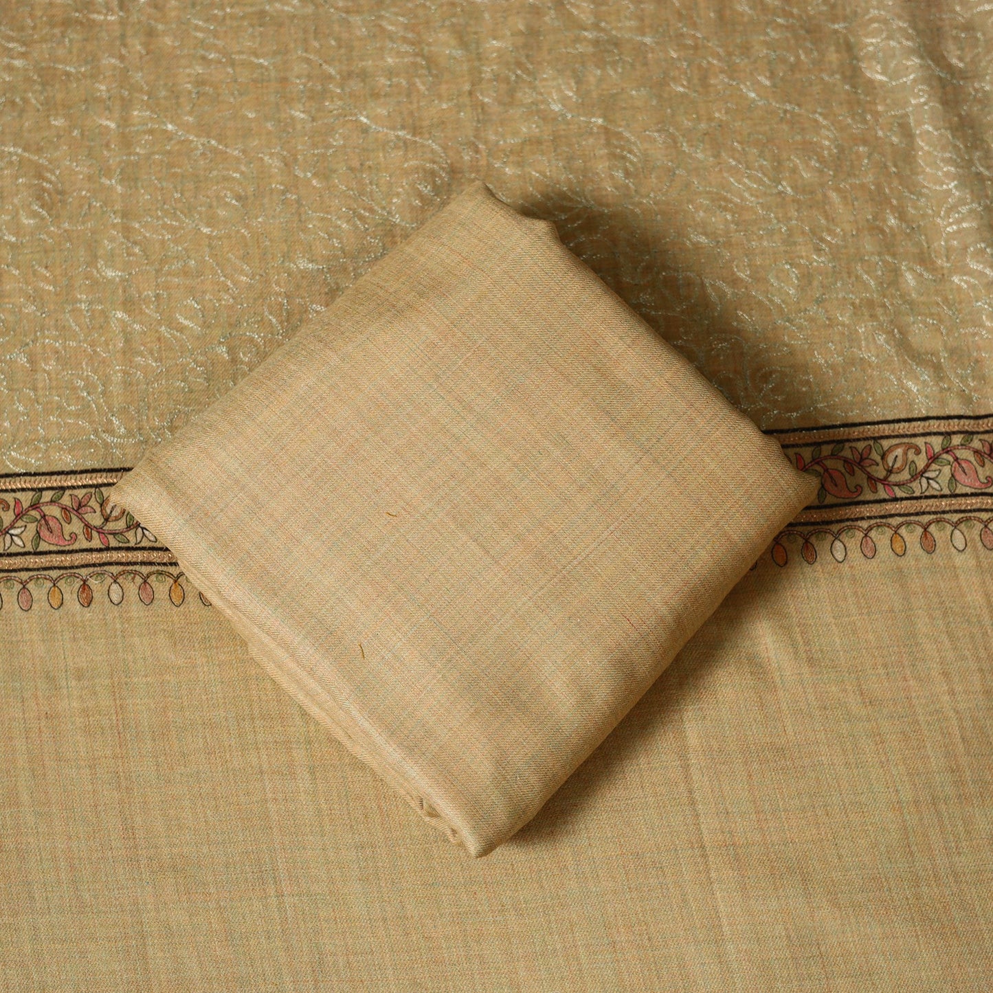 3pc chain stitch embroidered merino wool unstitched dress