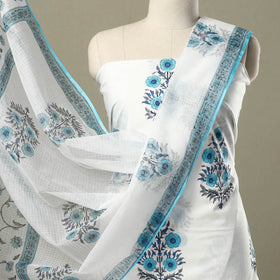 3pc Block Print Cotton Sanganeri Dress Material