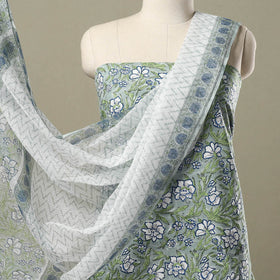  3pc Block Print Cotton Sanganeri Dress Material