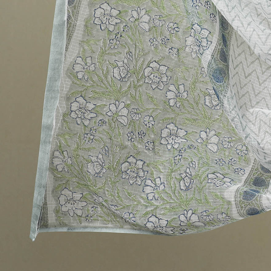  3pc Block Print Cotton Sanganeri Dress Material