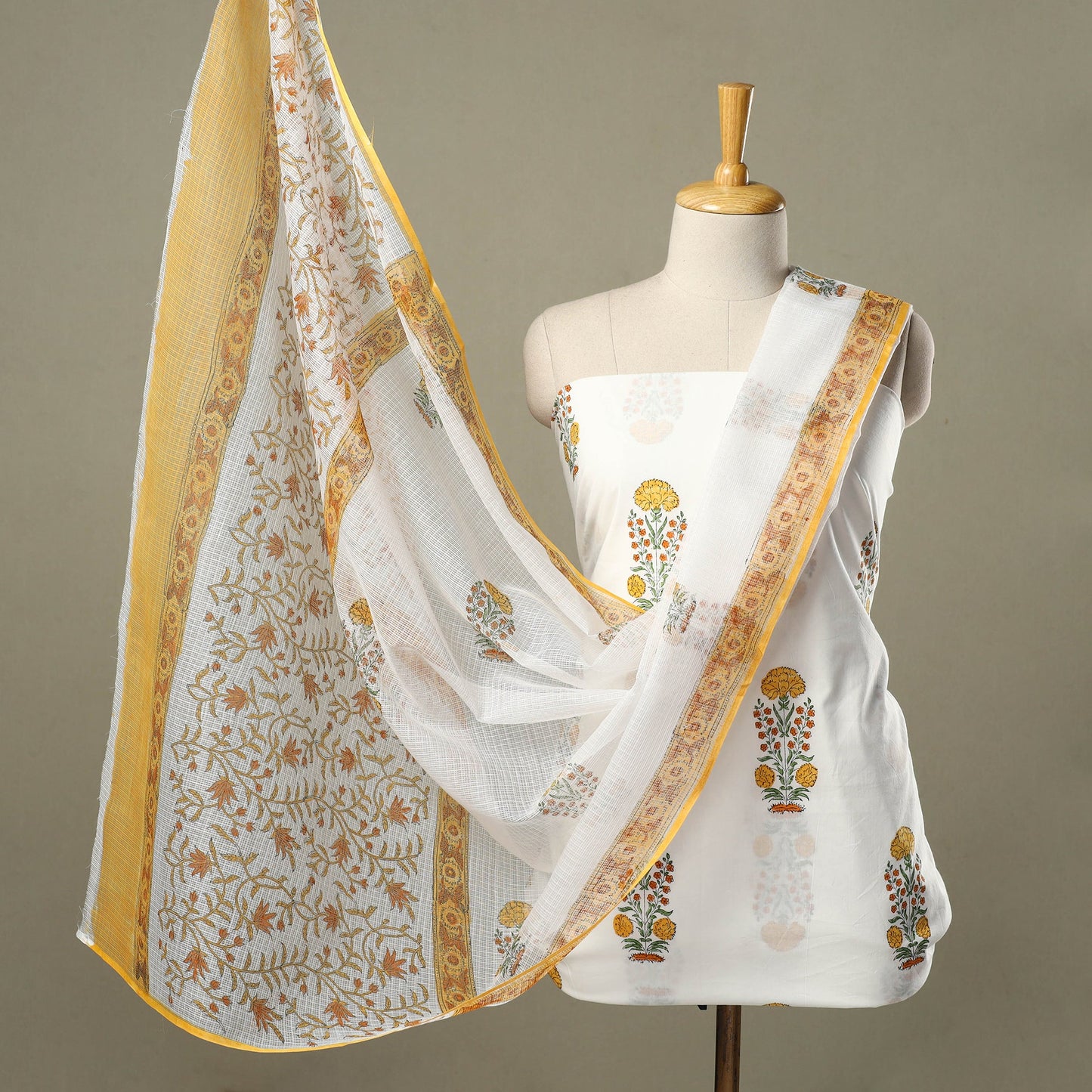 Buy 3pc Block Print Cotton Sanganeri Dress Material